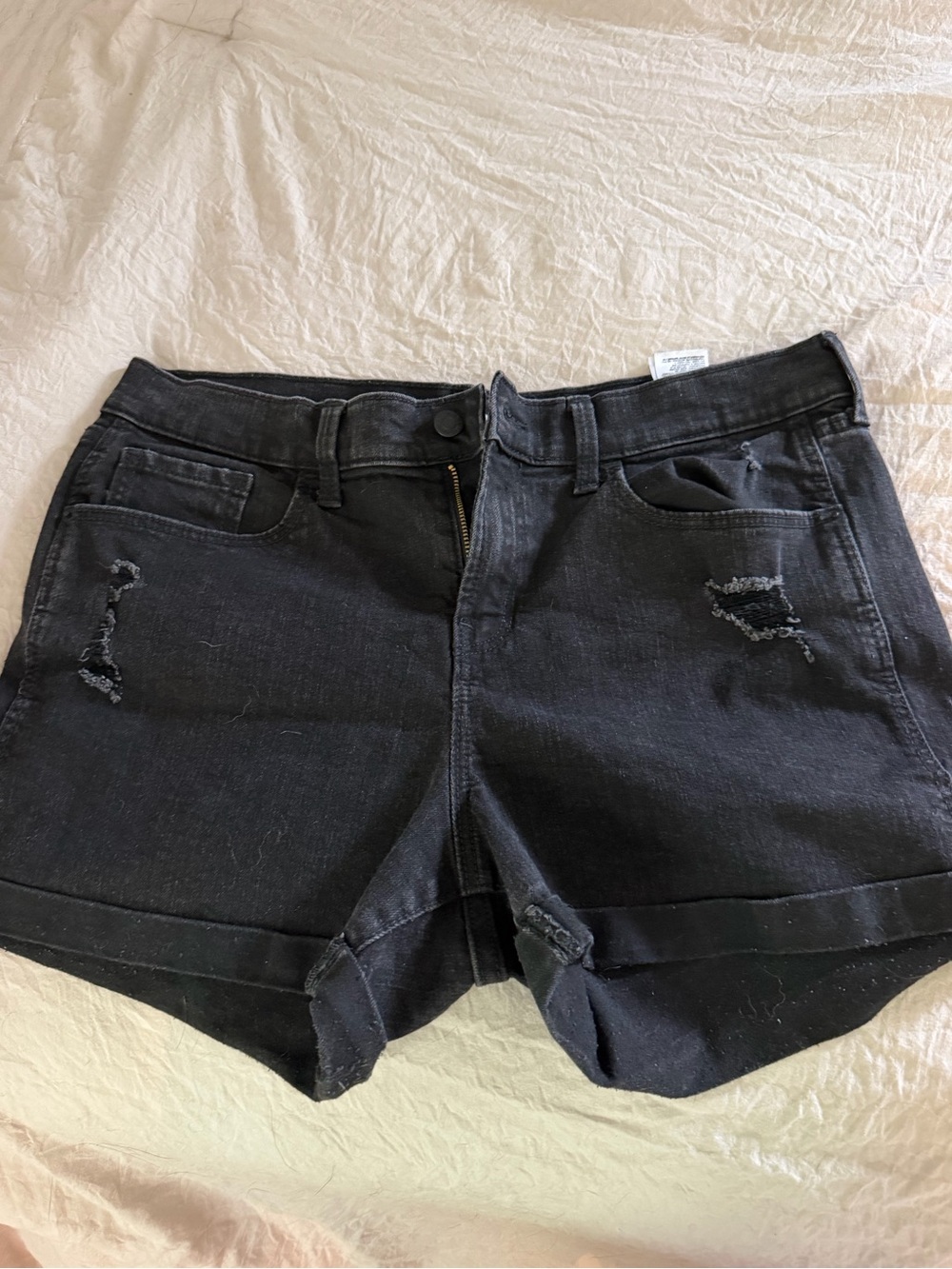 Old Navy Black Distressed Rolled-Hem Jean Shorts